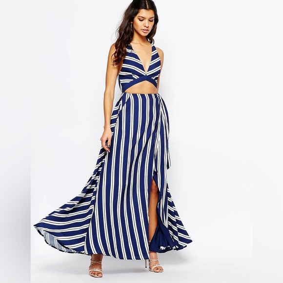 The Jersey Diaries Navy & White Stripe Maxi Dress - Picture 1 of 4